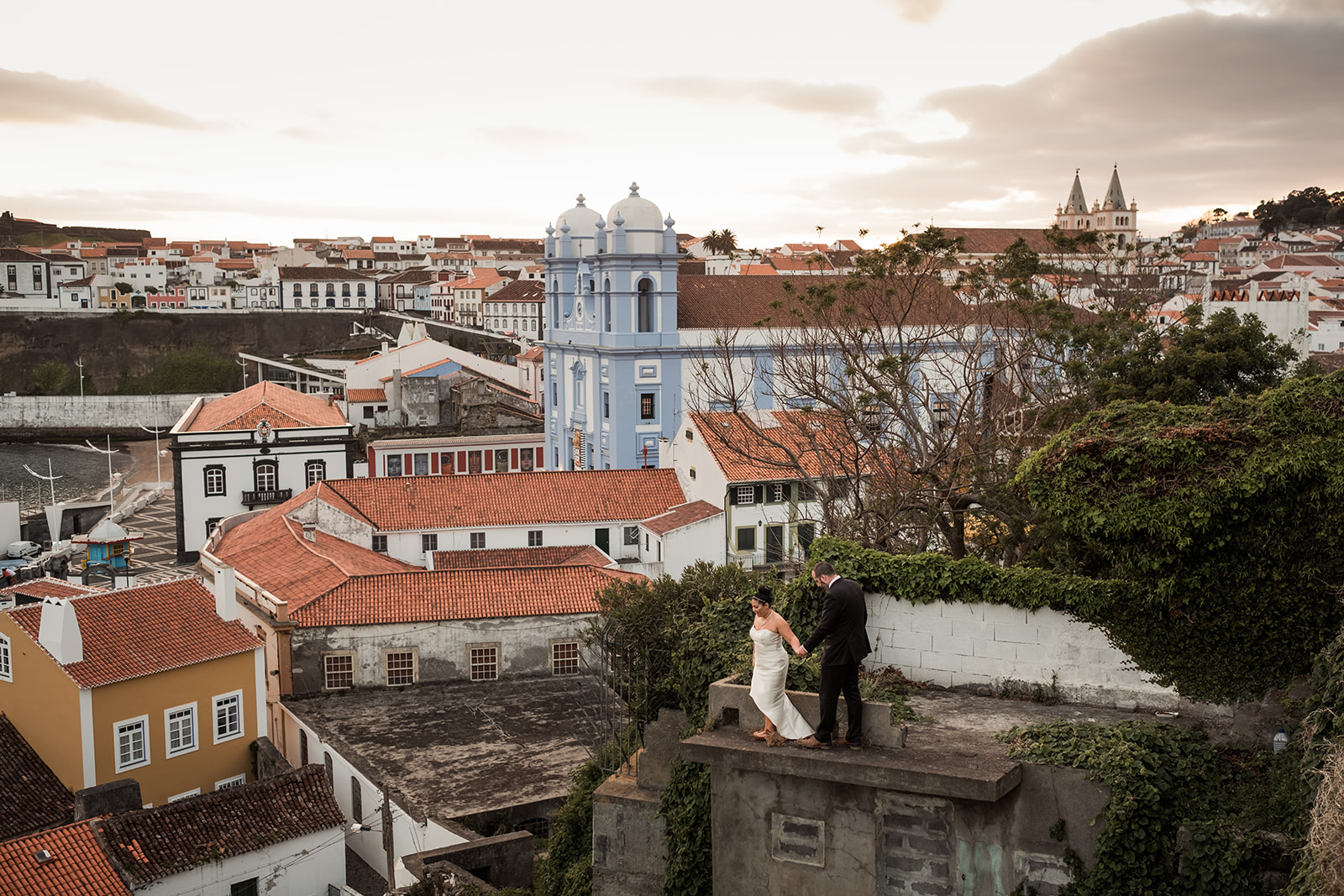 A couple above the rooftops of Angra do Heroísmo, Terceira