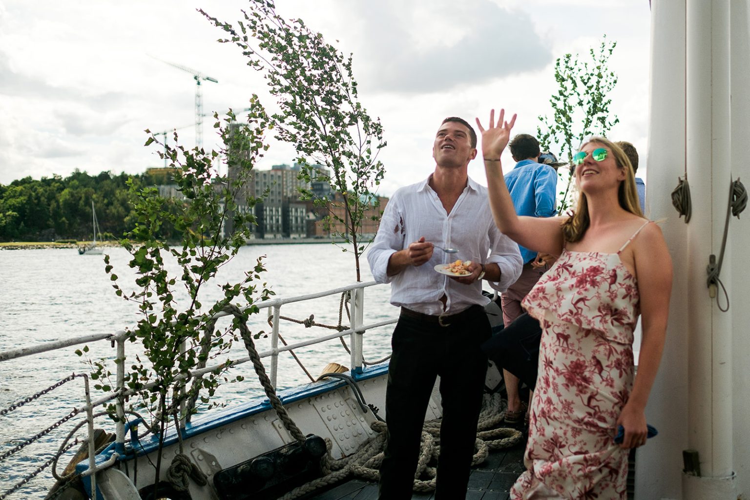 Guests aboard the boat through the archipelago