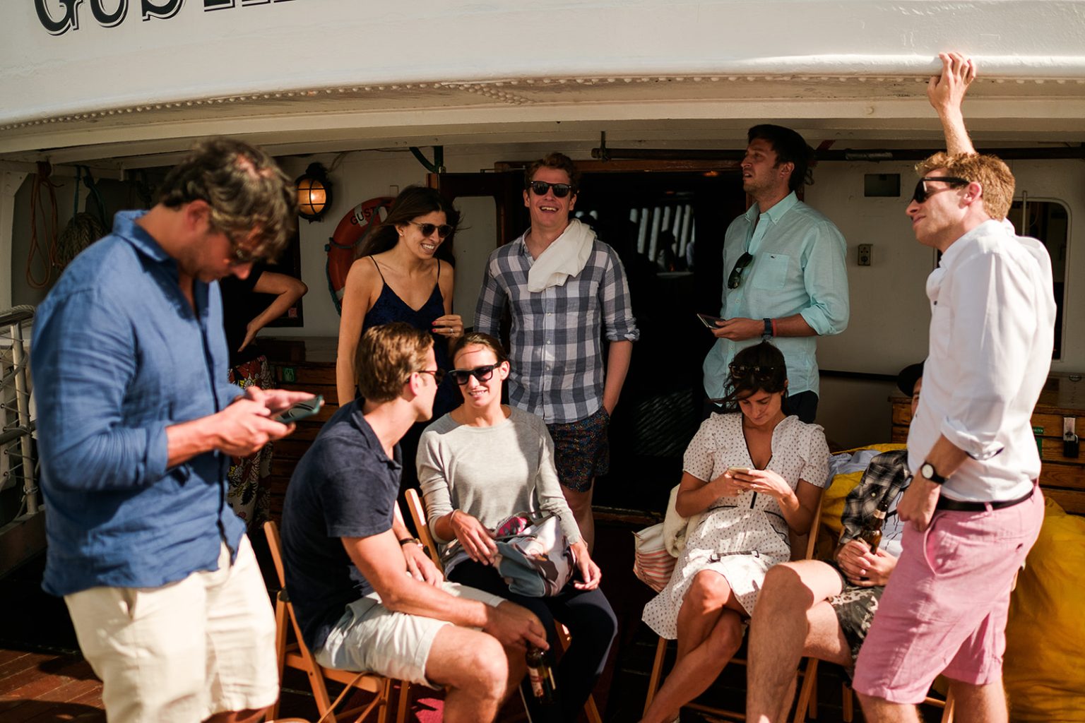 The wedding party on the boat through the archipelago