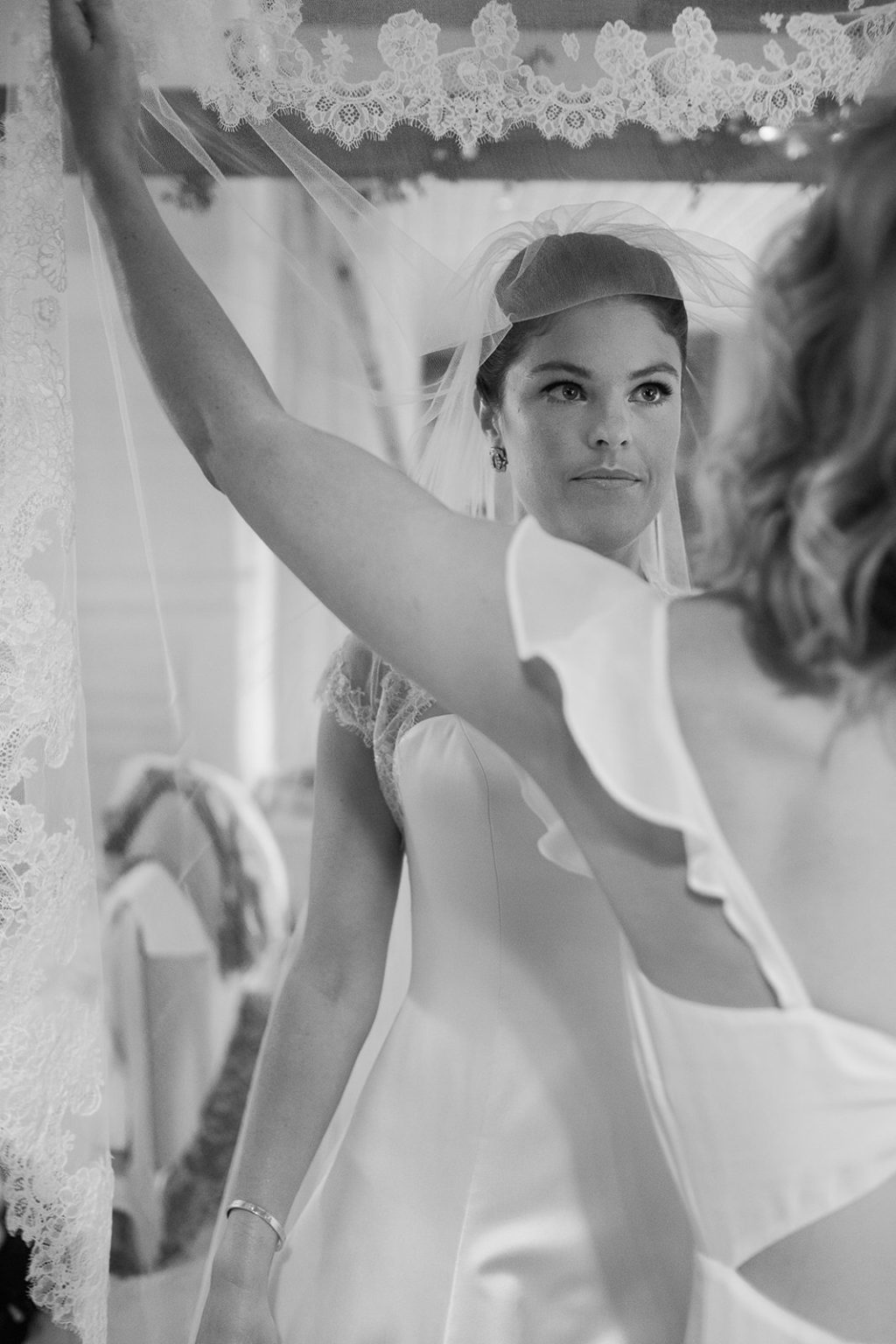 Bride with her veil