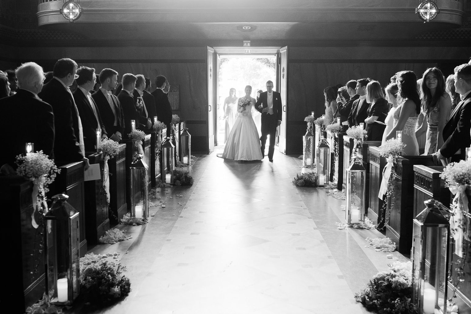 Bride walking down the aisle