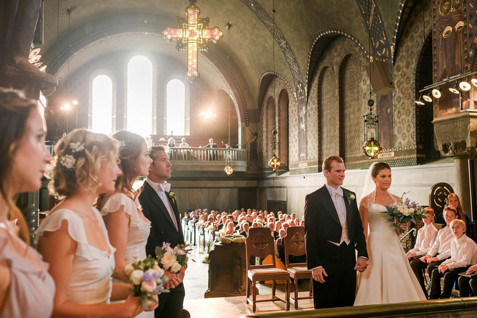 Light through the church during the ceremony
