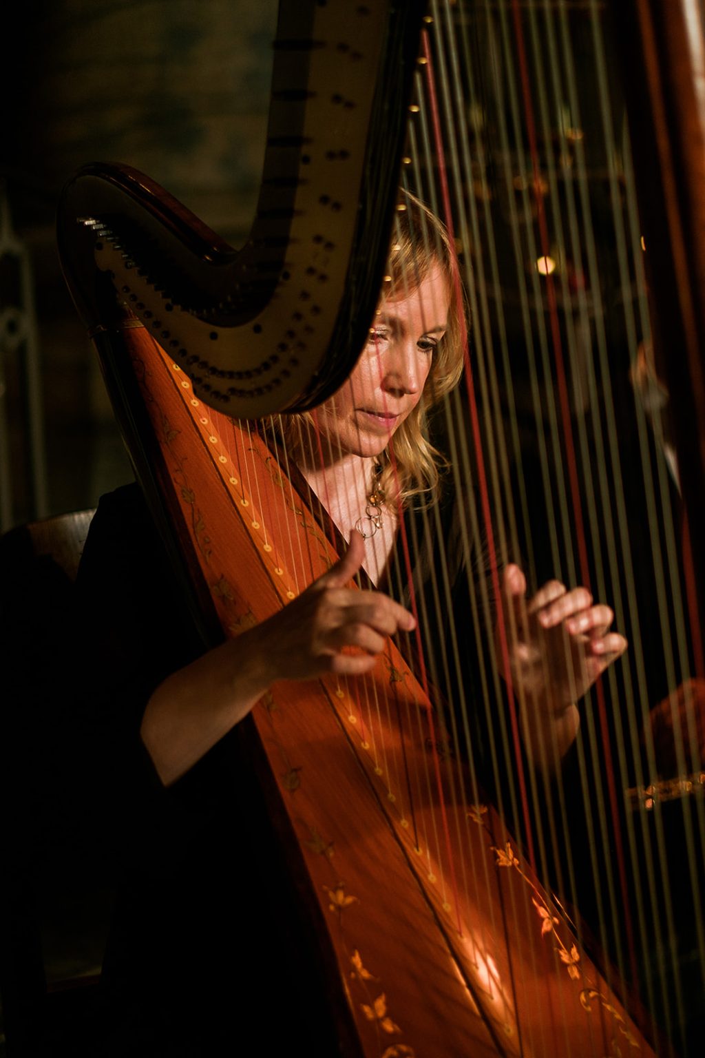 Harpist playing during the ceremony