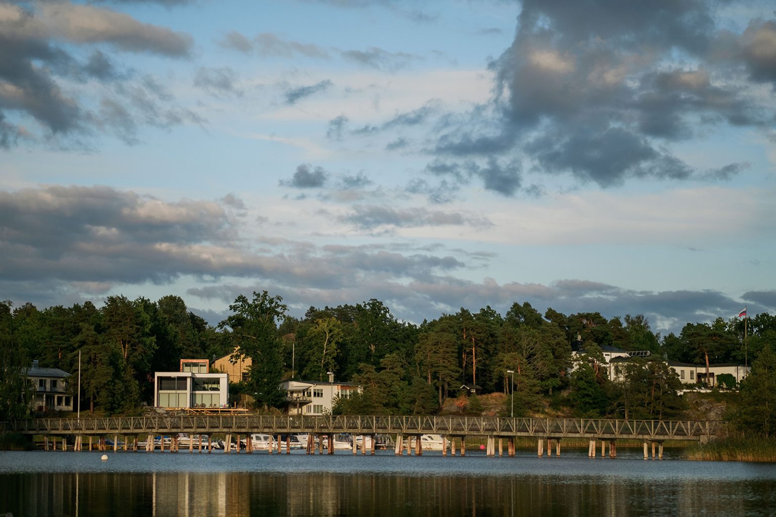 Dusk over the water in the Stockholm archipelago