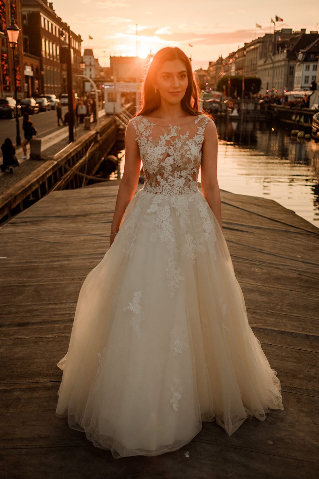 Bride at the Nyhavn harbour in Copenhagen