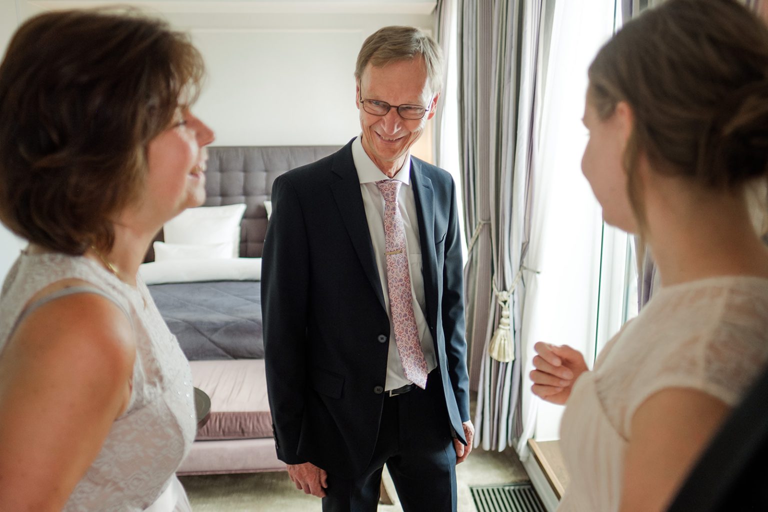 Bride with her father before the Copenhagen wedding