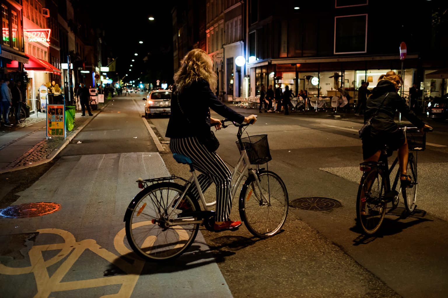 A Copenhagen street at night