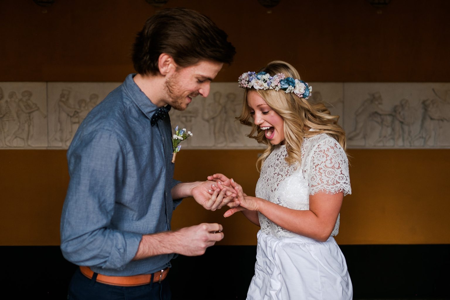 Exchanging rings during the museum ceremony in Copenhagen