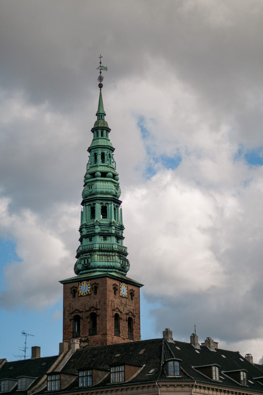 A copper church spire in Copenhagen