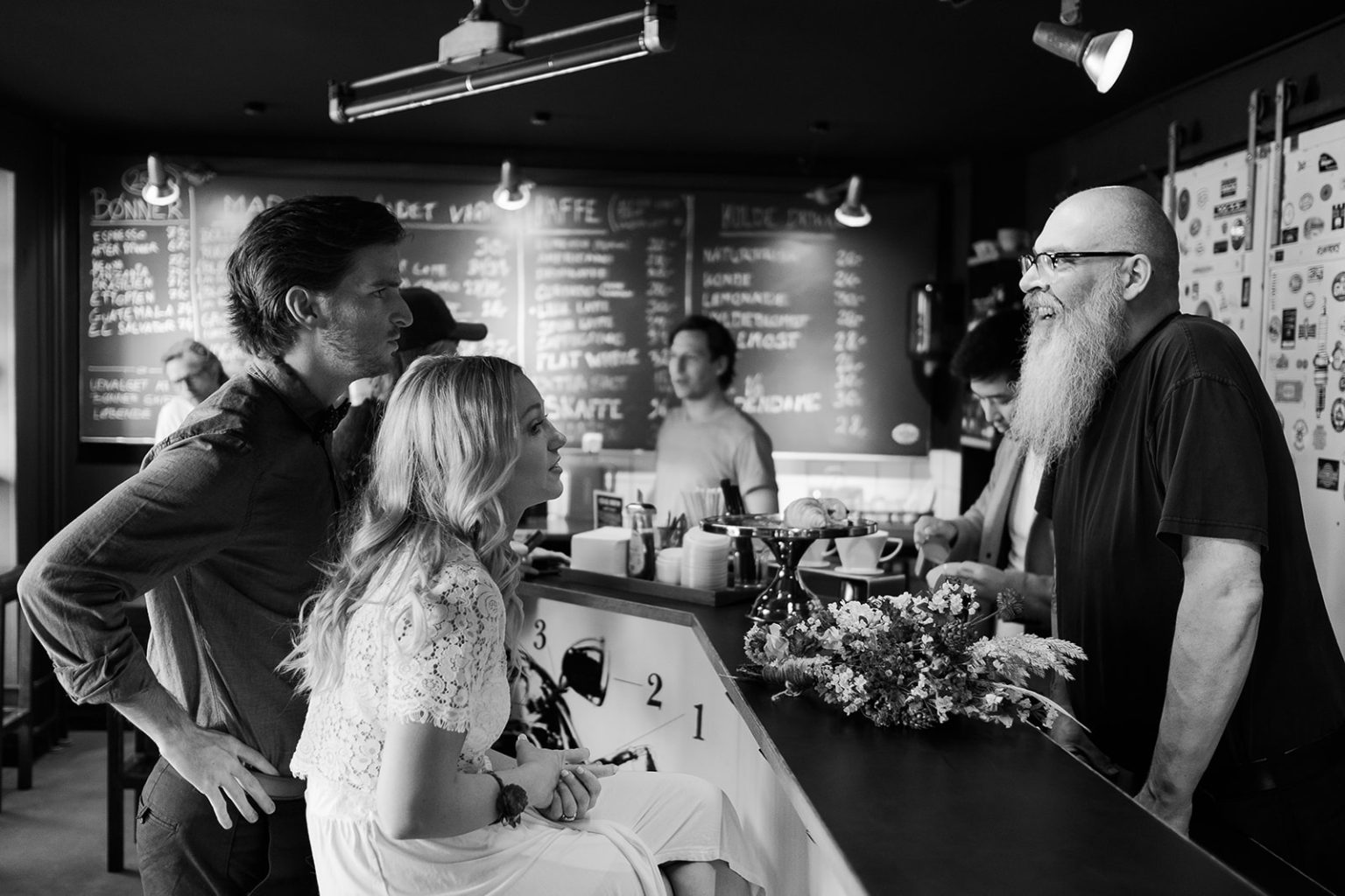 The couple at a Copenhagen coffee bar