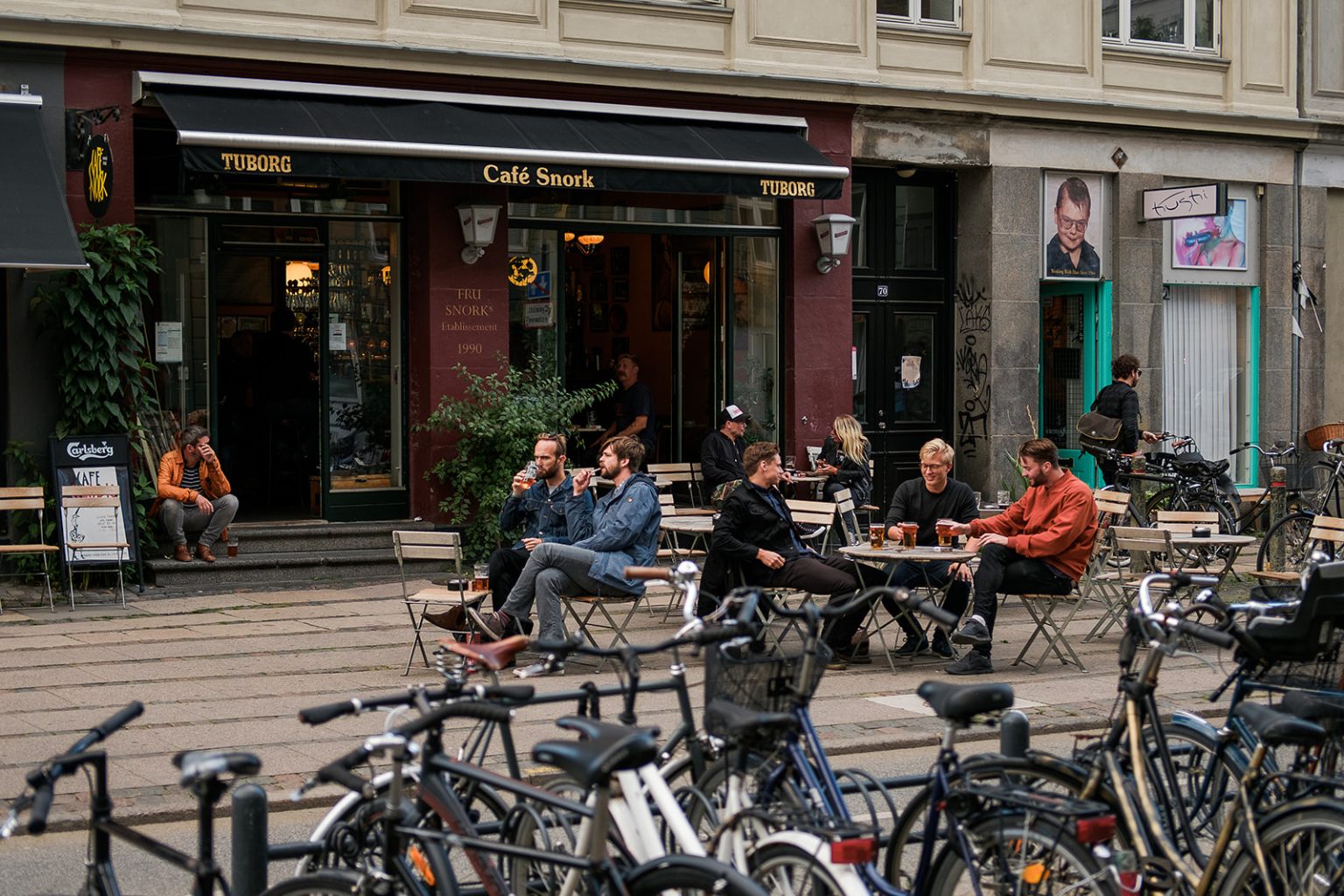 A Copenhagen cafe in the evening