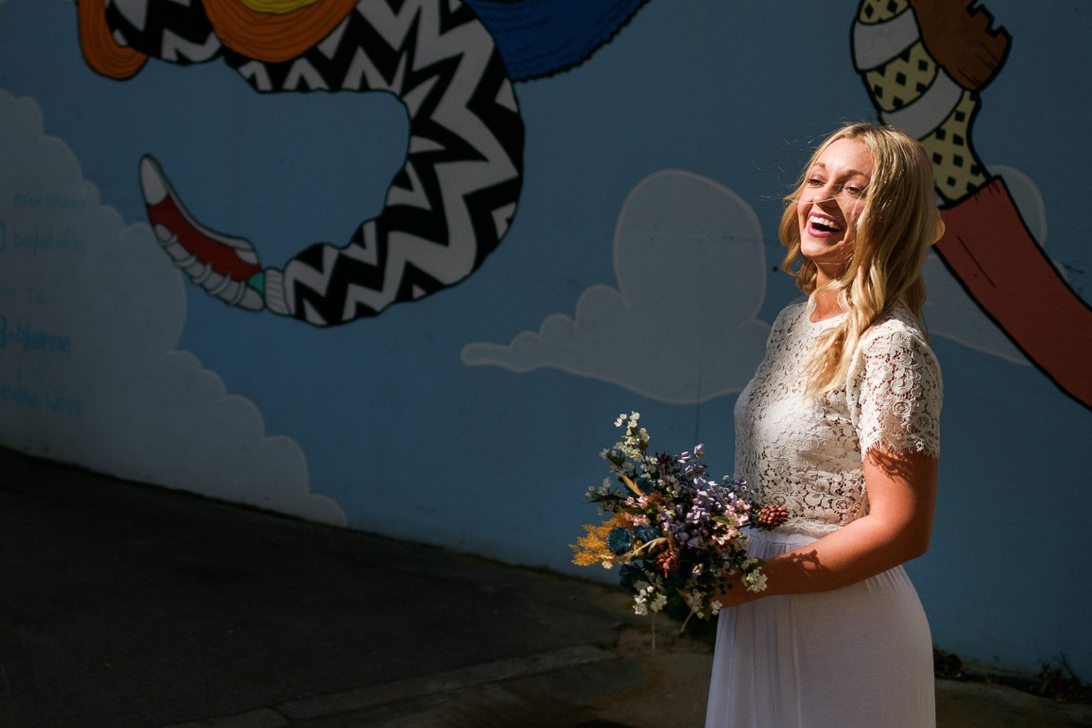 Black and white bride portrait in Copenhagen