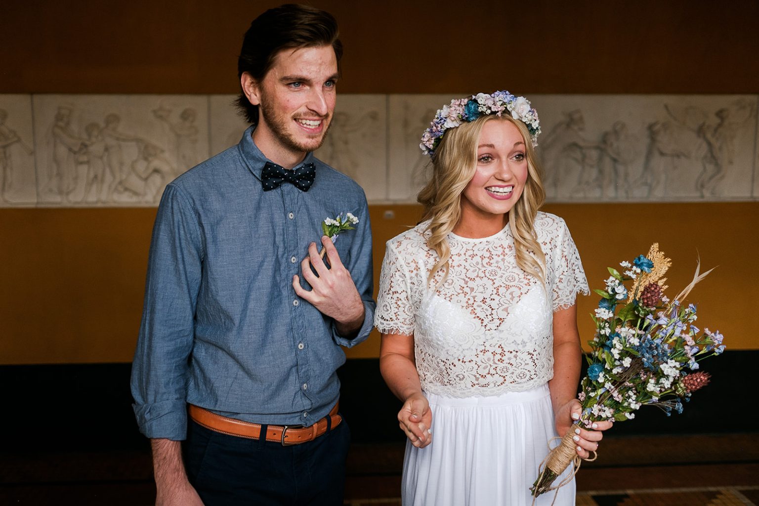 Casey and Jordan facing each other during the ceremony