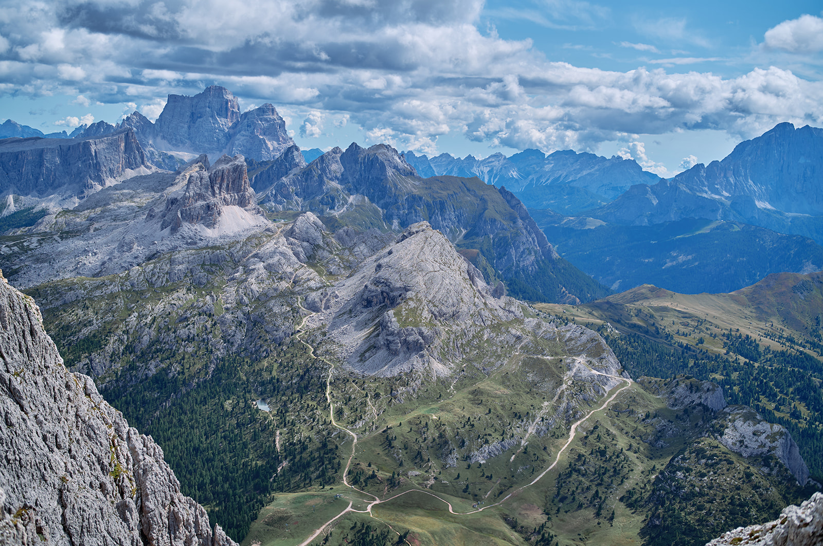 Bride on the Lagazuoi scree above Passo Falzarego