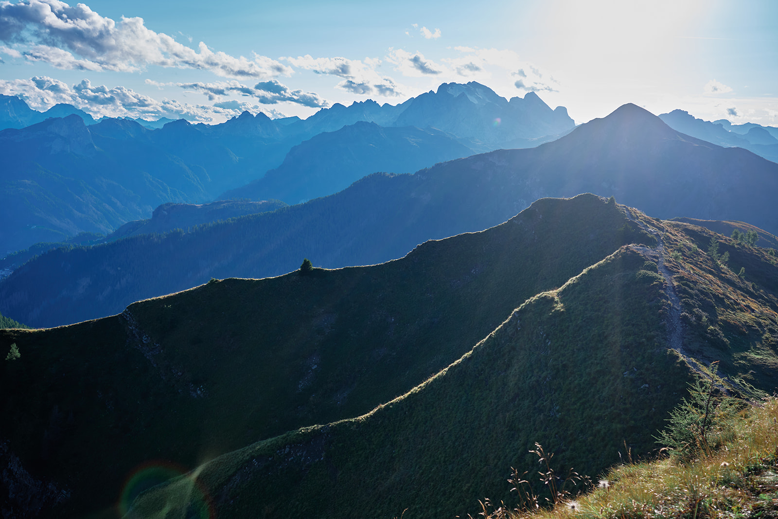 The peaks from Lagazuoi on a Dolomites wedding day