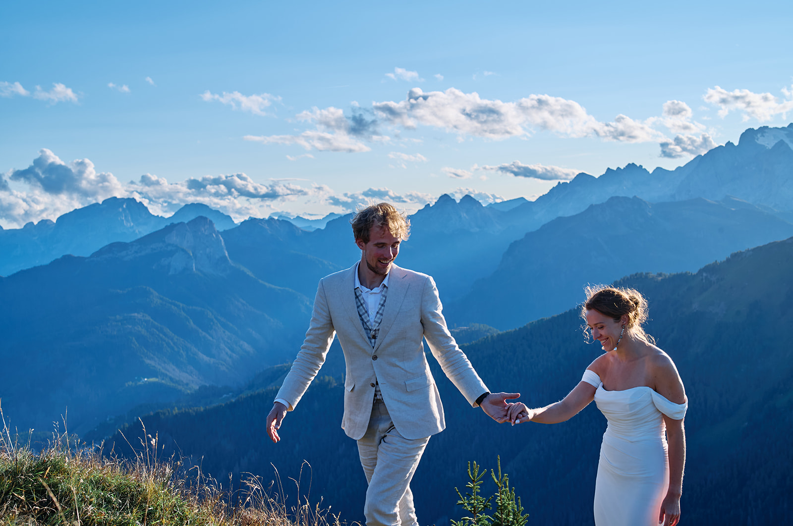Last light at Passo Giau on a Dolomites wedding day