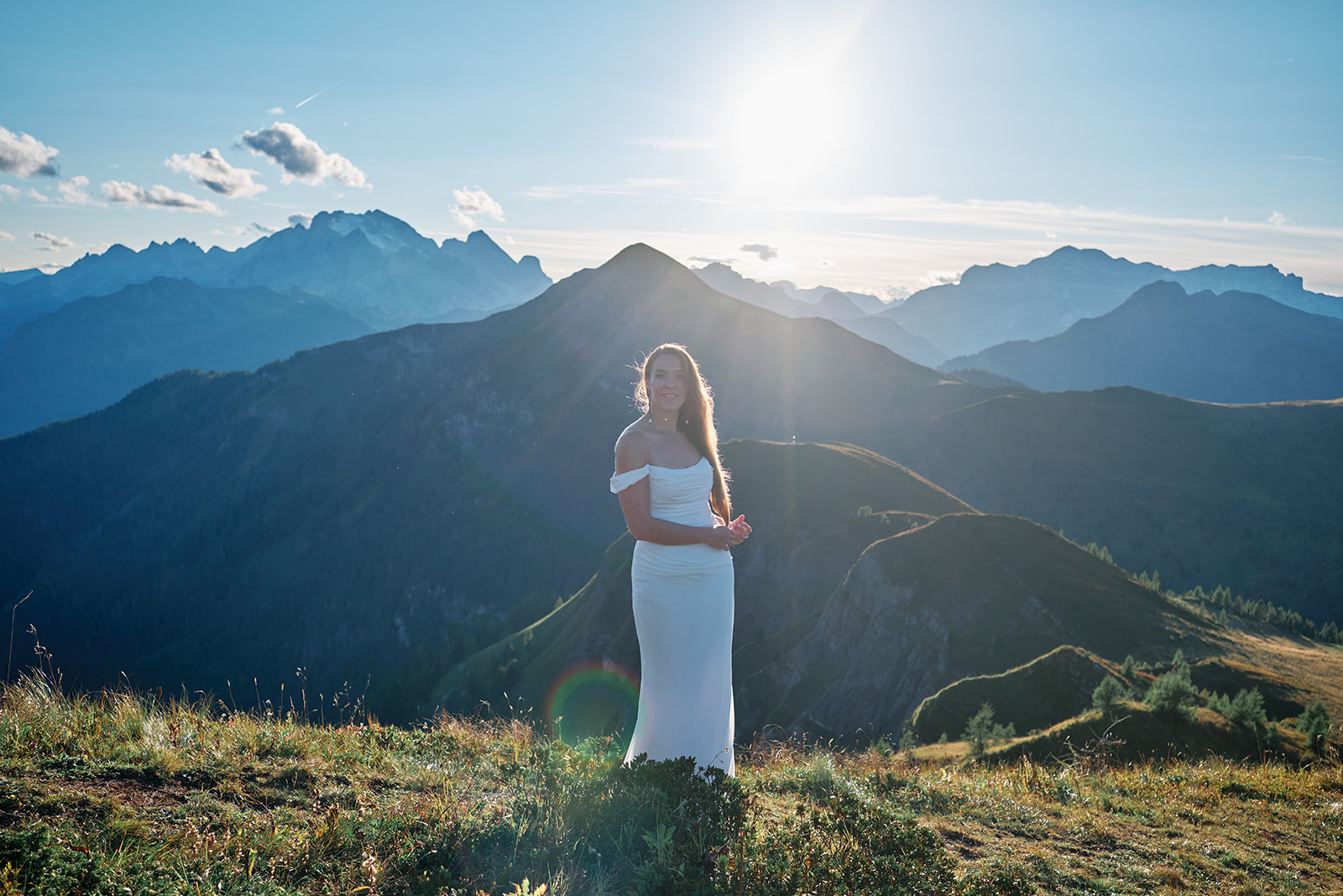 Last light at Passo Giau on a Dolomites wedding day