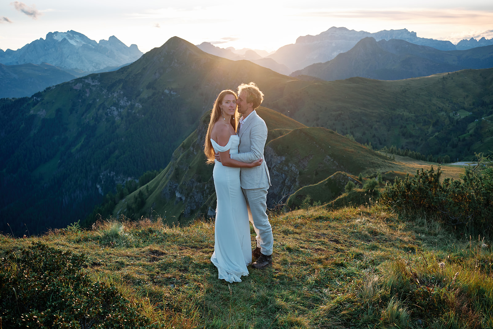 Last light at Passo Giau on a Dolomites wedding day