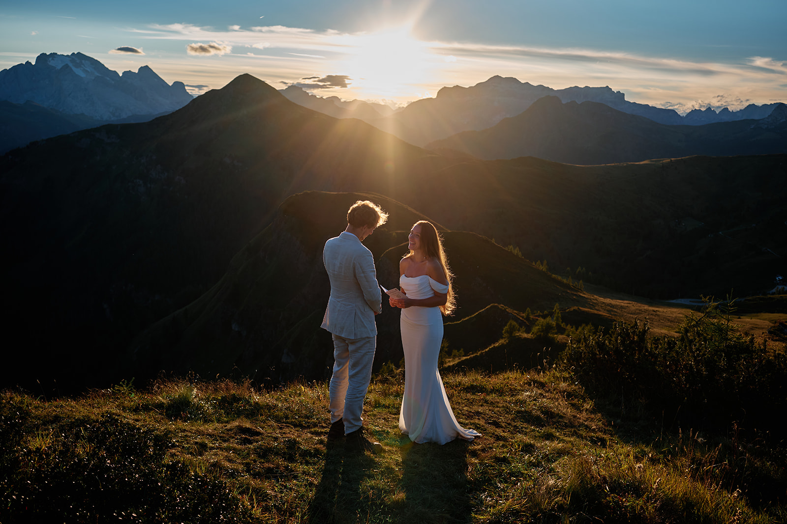 Sunset at Passo Giau, Dolomites destination wedding