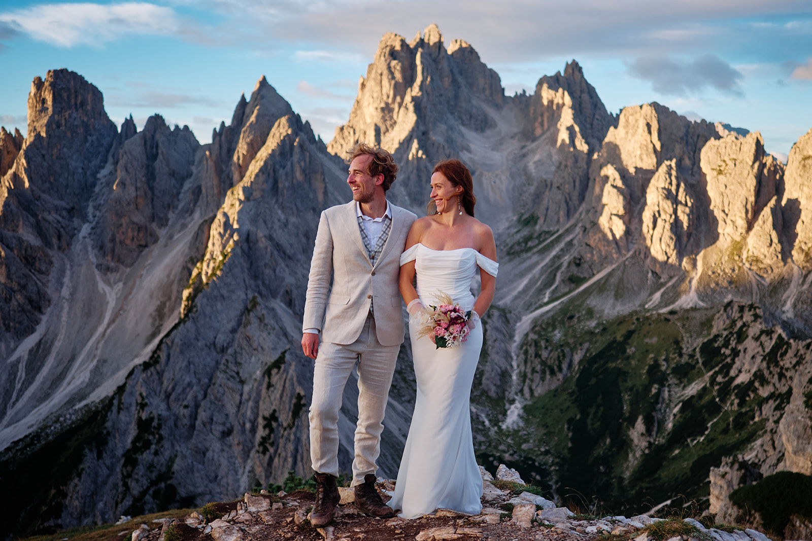First light on a Dolomites destination wedding at Tre Cime