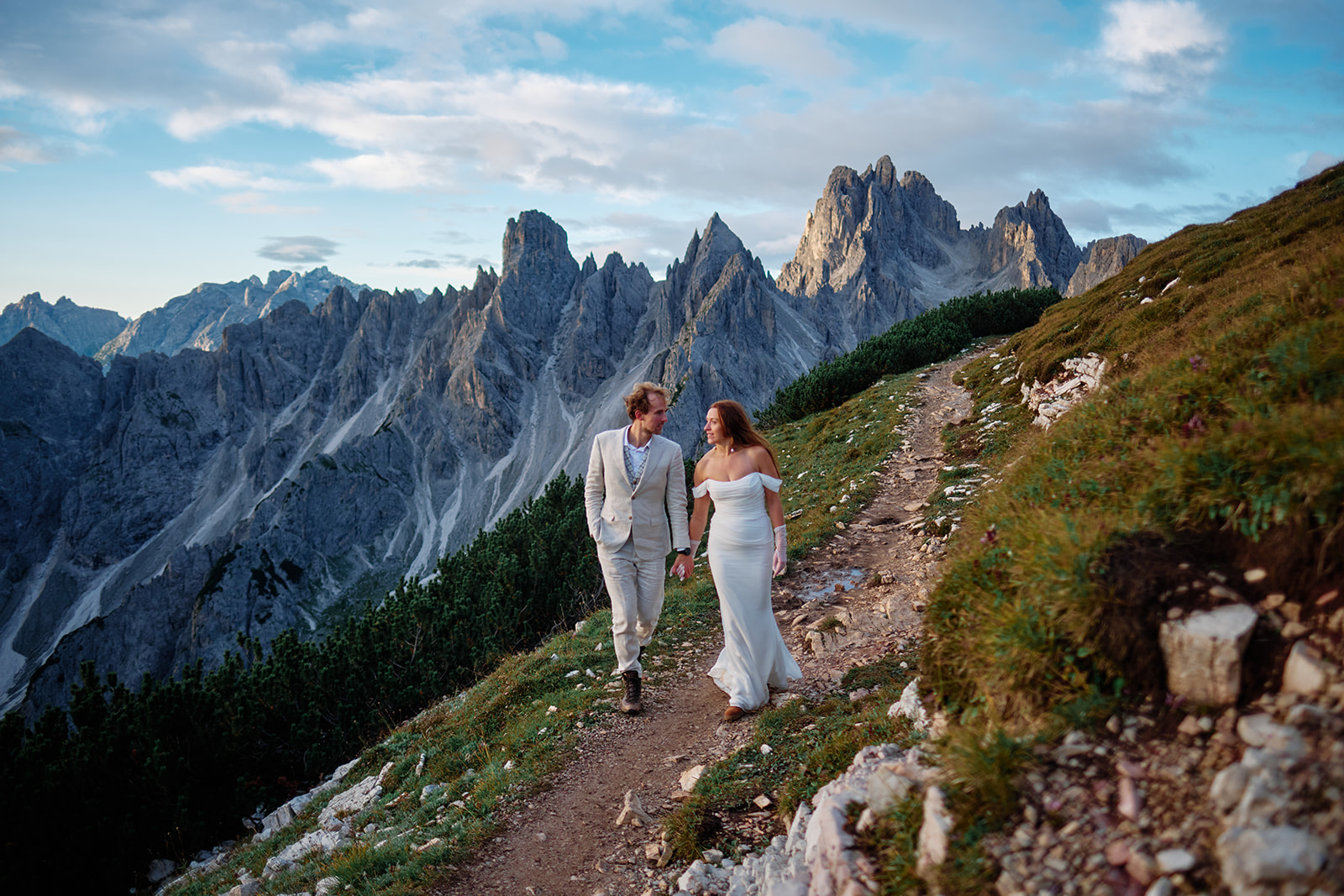 Morning on the Tre Cime trail, Dolomites wedding