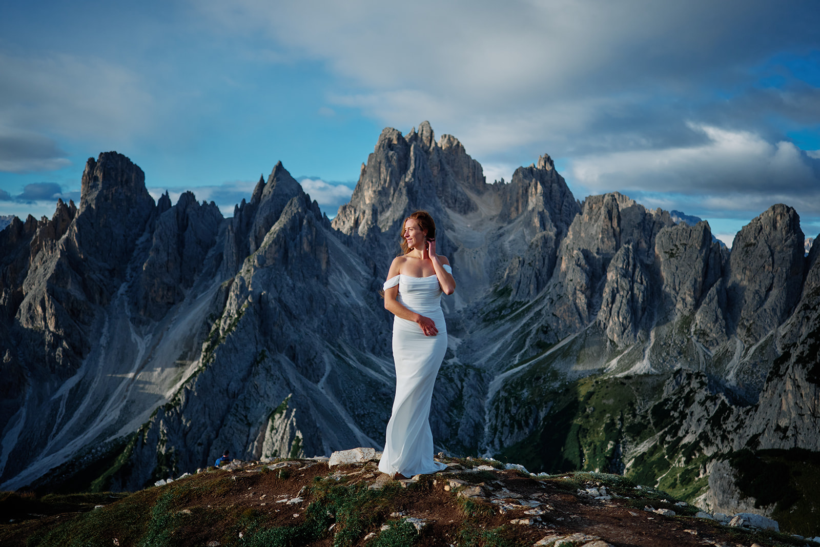 Couple at the north faces of Tre Cime, Dolomites