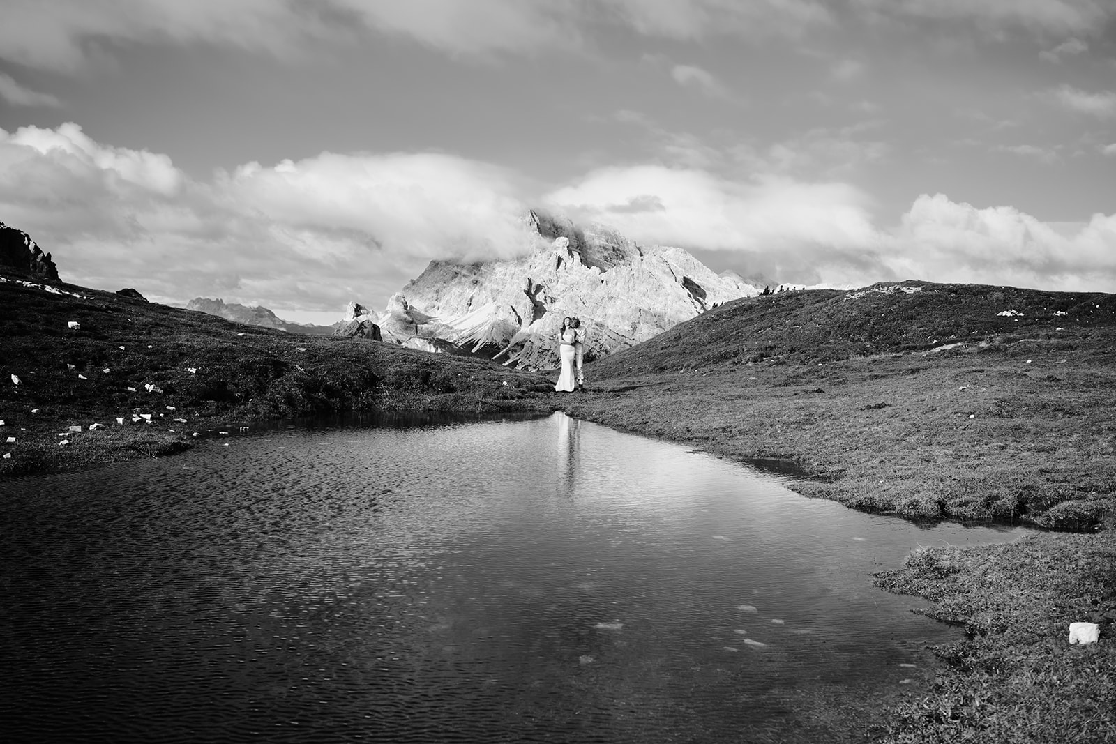 Wild horses at Tre Cime di Lavaredo, Dolomites wedding