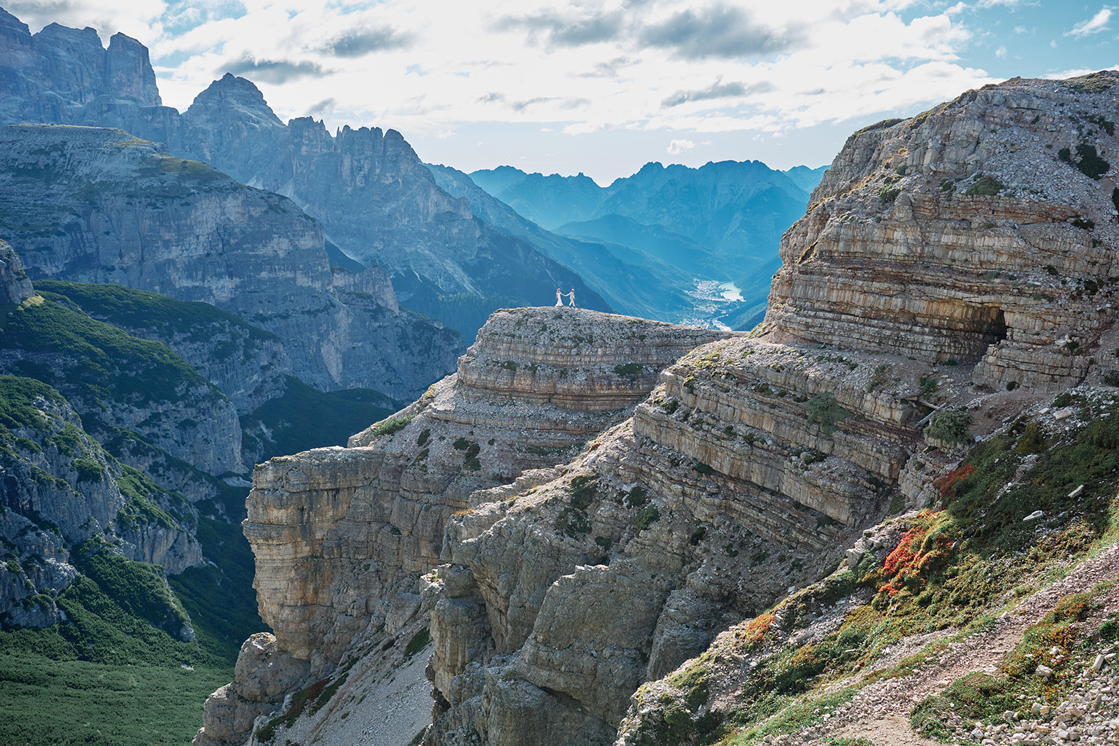 Rock walls on the road out of Tre Cime, Dolomites