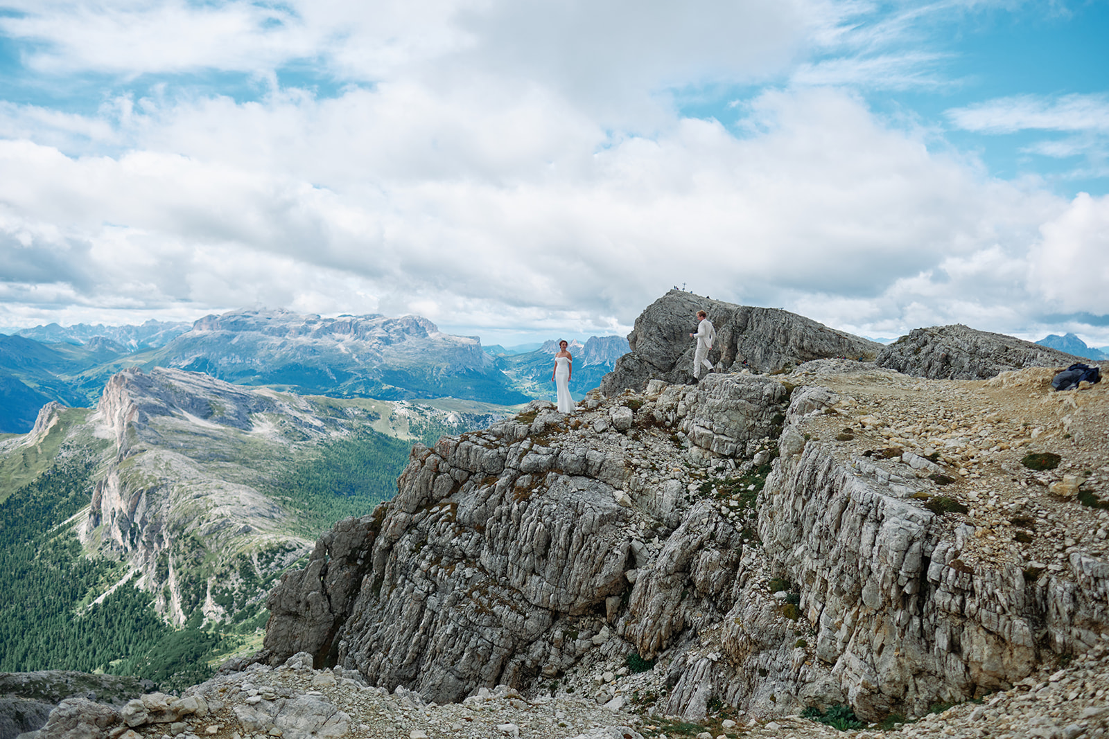 The peaks from Lagazuoi on a Dolomites wedding day