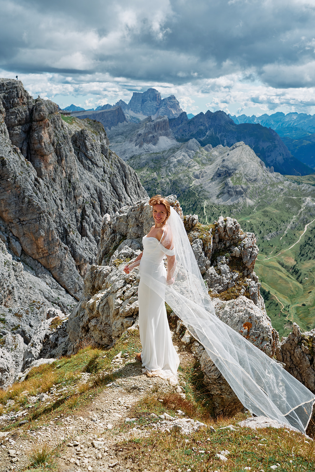 The peaks from Lagazuoi on a Dolomites wedding day