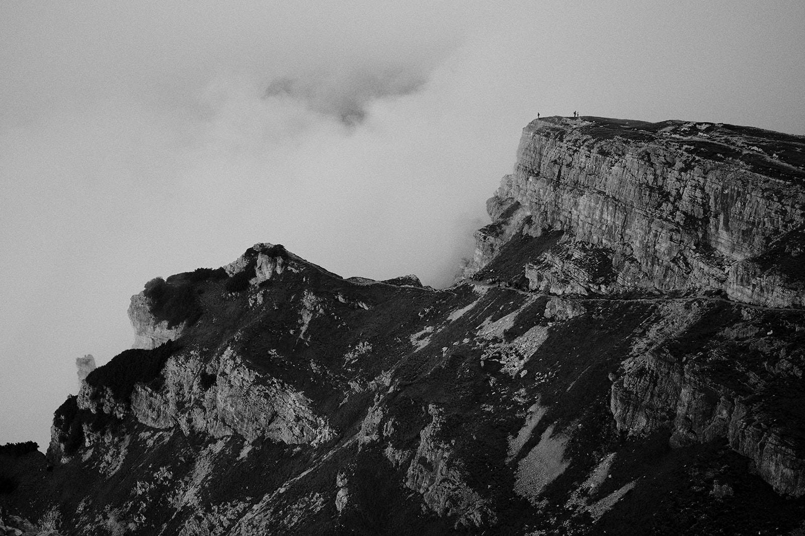 Kim and Denim in the Dolomites, in black and white