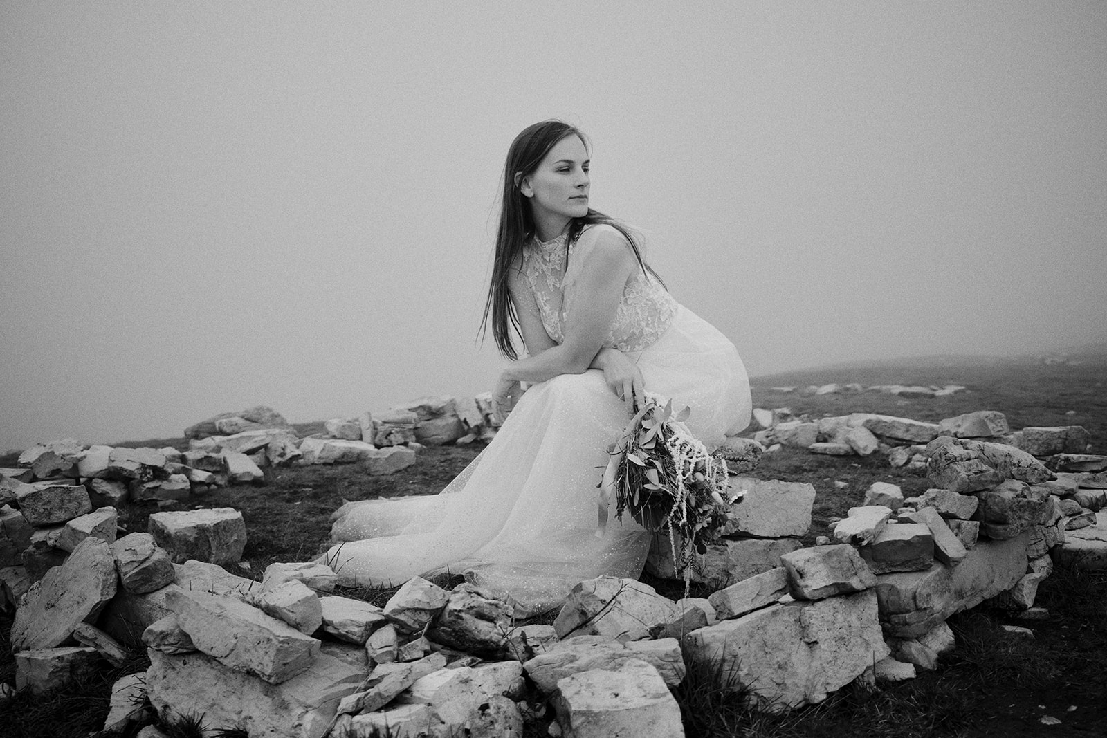 Kim and Denim in the Dolomites, in black and white