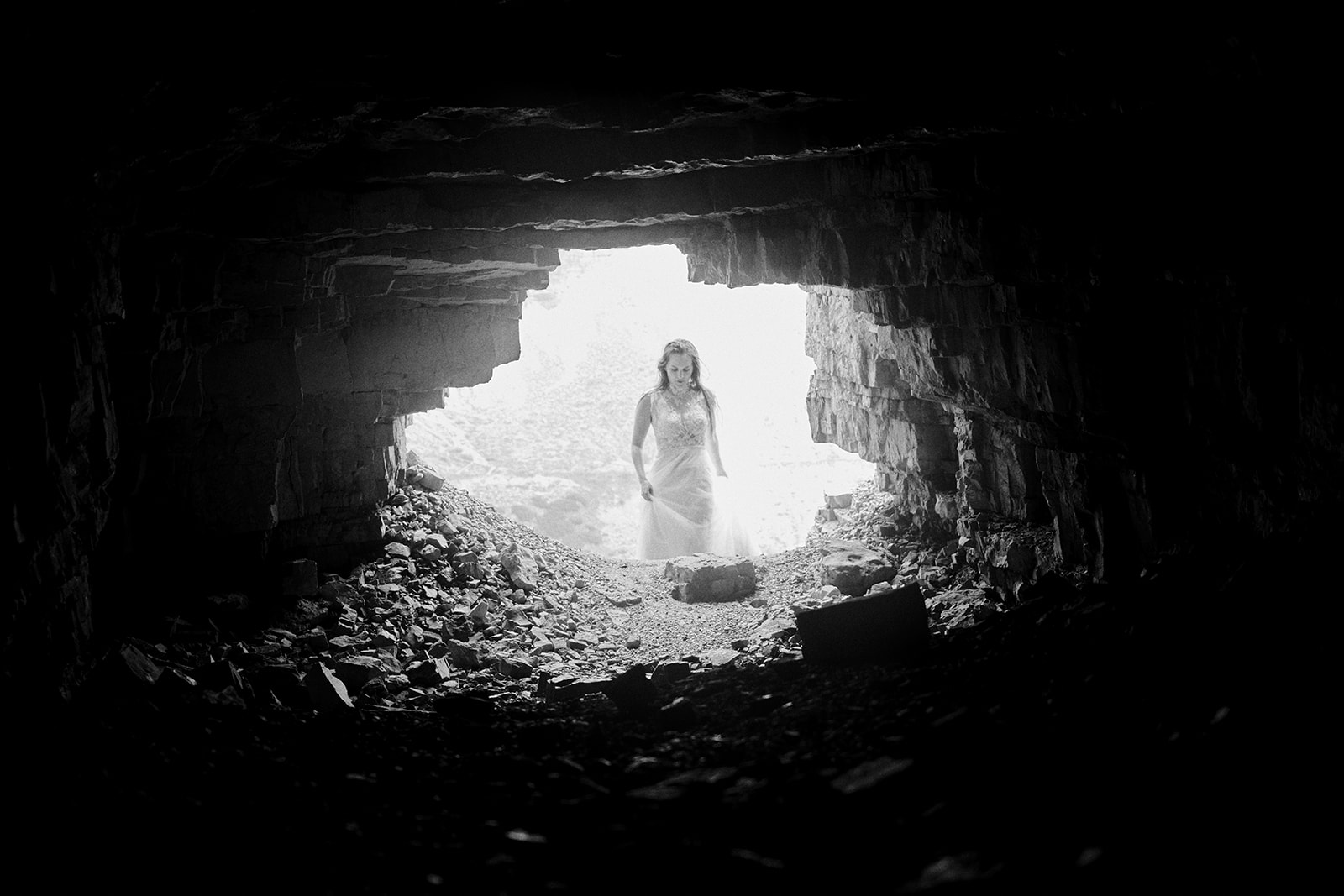 Horses beside the mountain road in the Dolomites