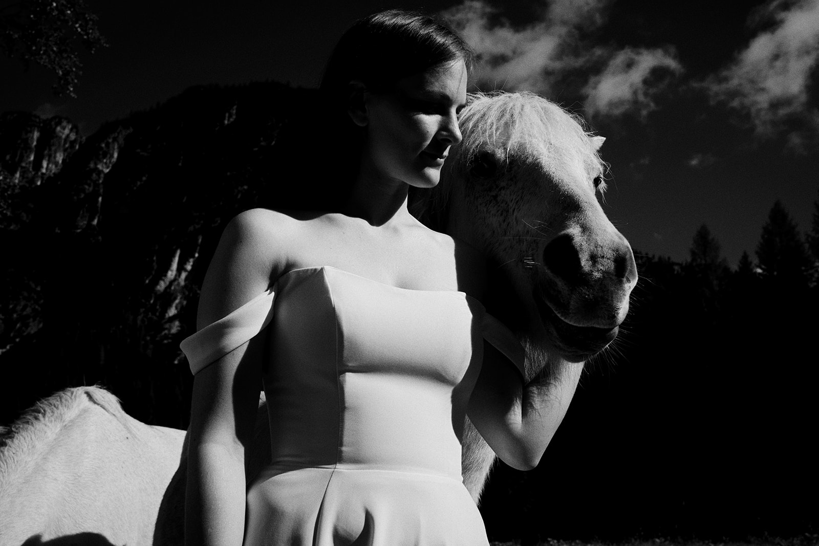 Kim and Denim in the Dolomites, in black and white