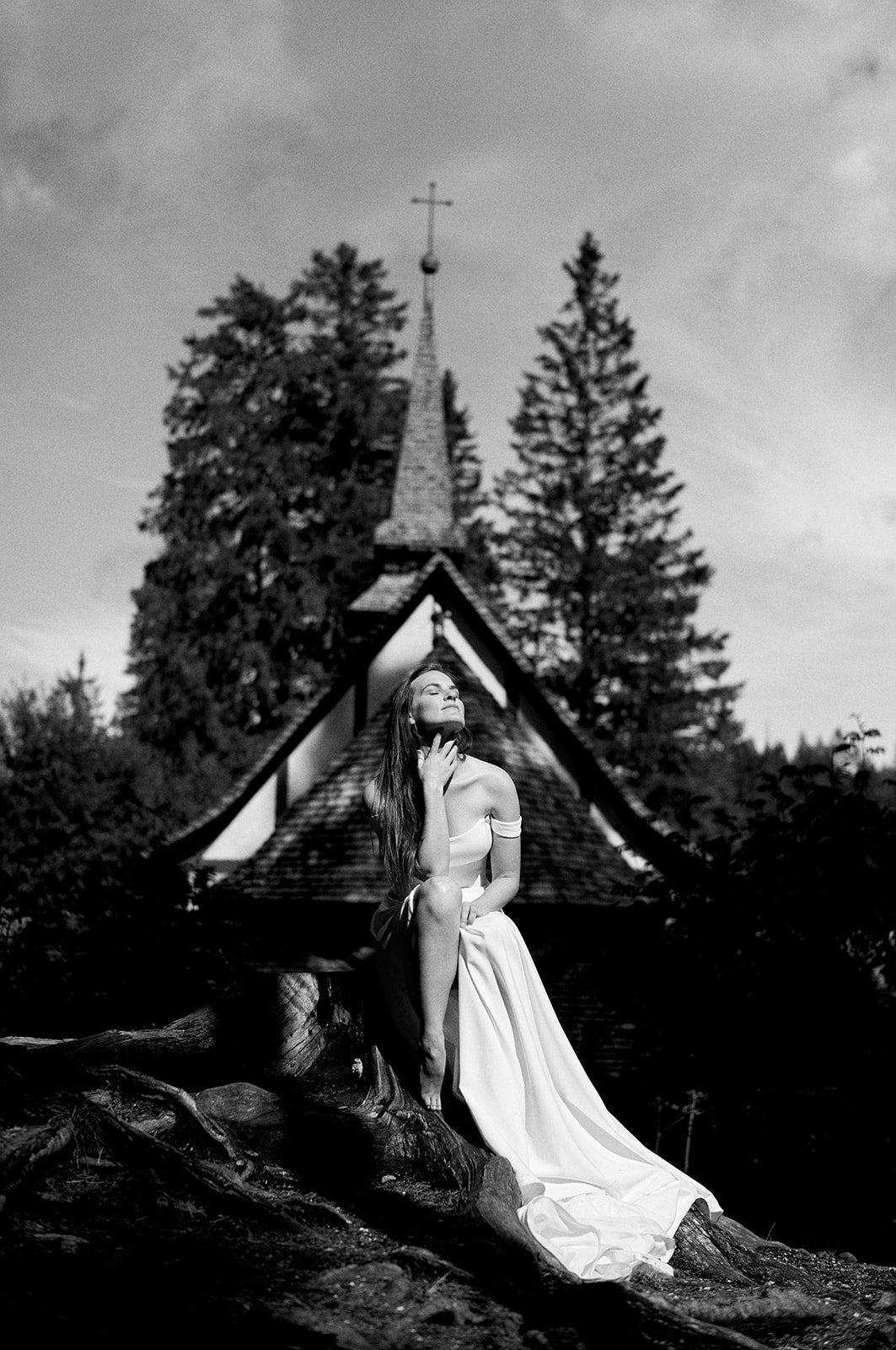 Kim and Denim in the Dolomites, in black and white