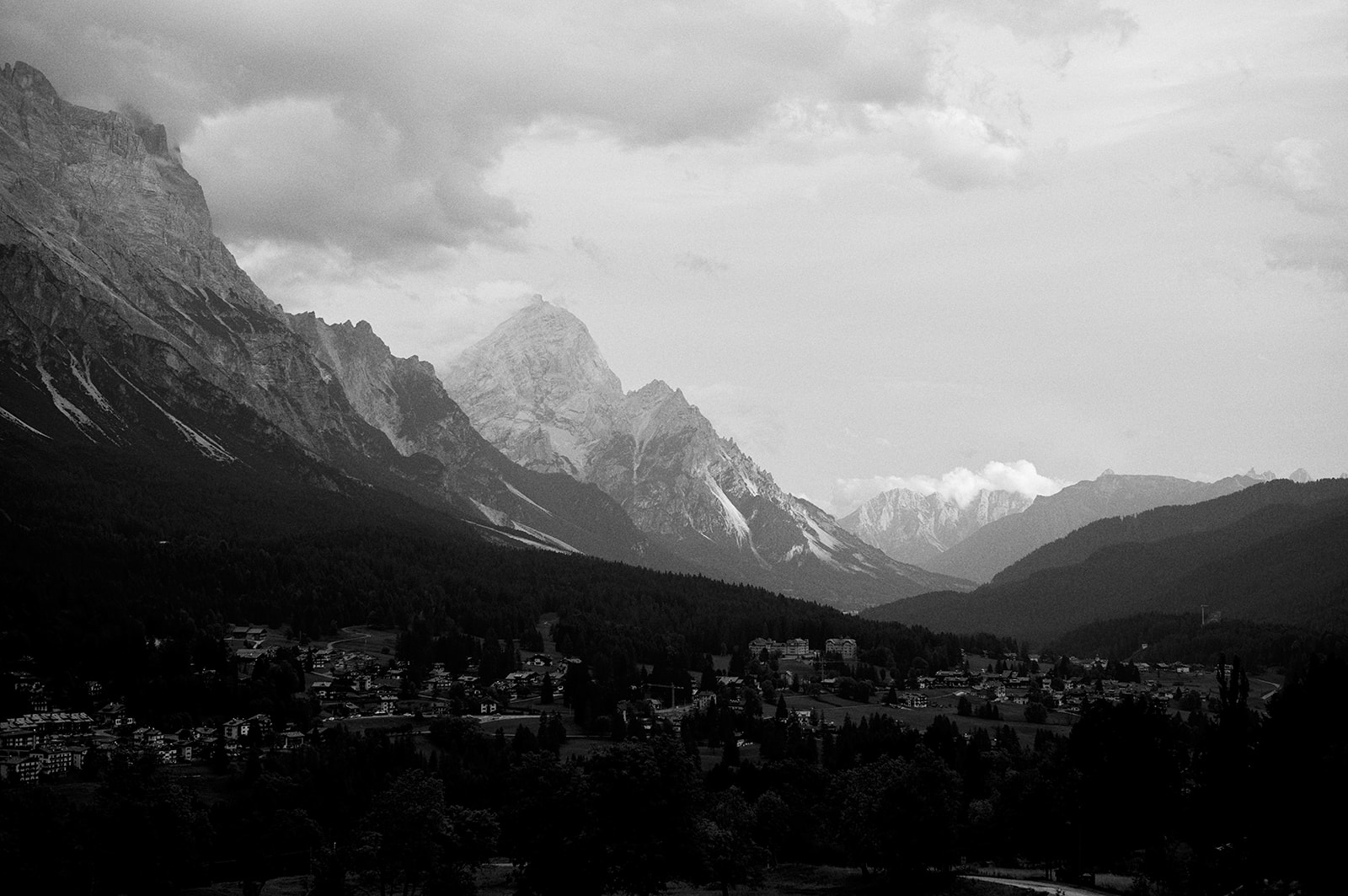 Kim and Denim in the Dolomites, in black and white