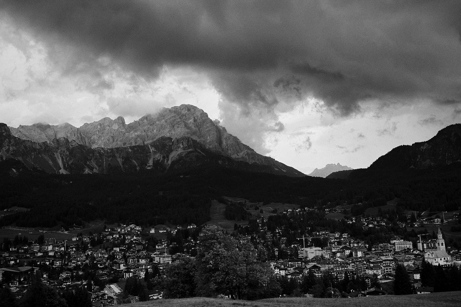 Kim and Denim in the Dolomites, in black and white