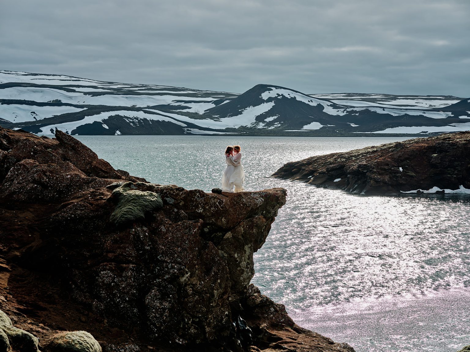 A bright blue crater lake on Reykjanes, Iceland