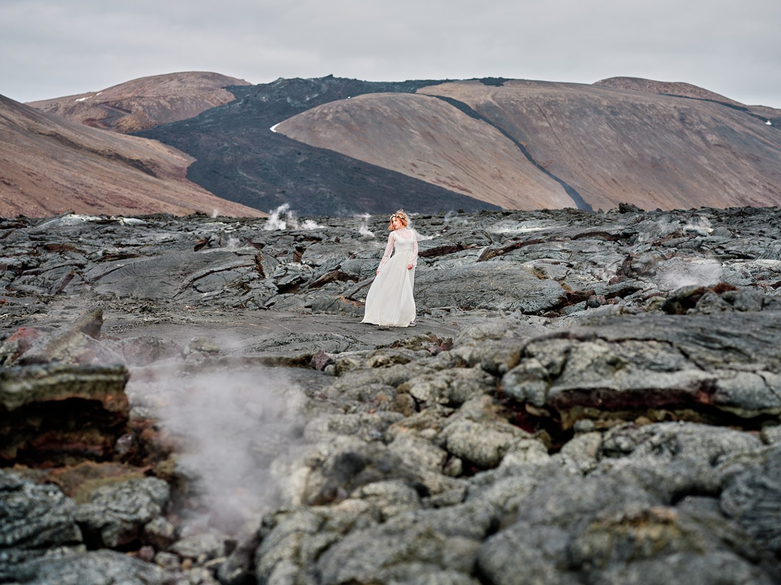 Steam and mountains on the Reykjanes peninsula, Iceland