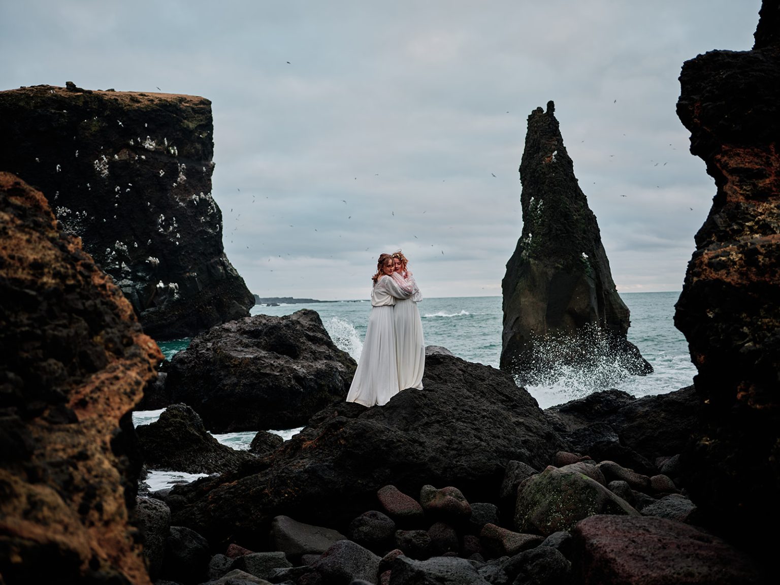 The sea stacks of the Reykjanes coast, Iceland