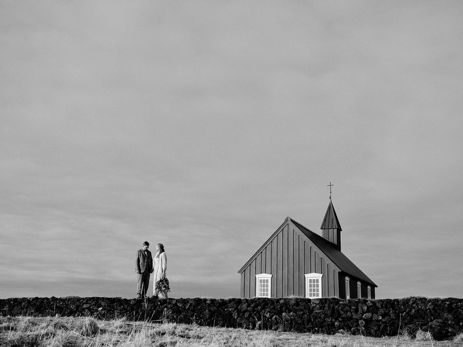 Búðakirkja in the snow, Búðir, Snæfellsnes, Iceland