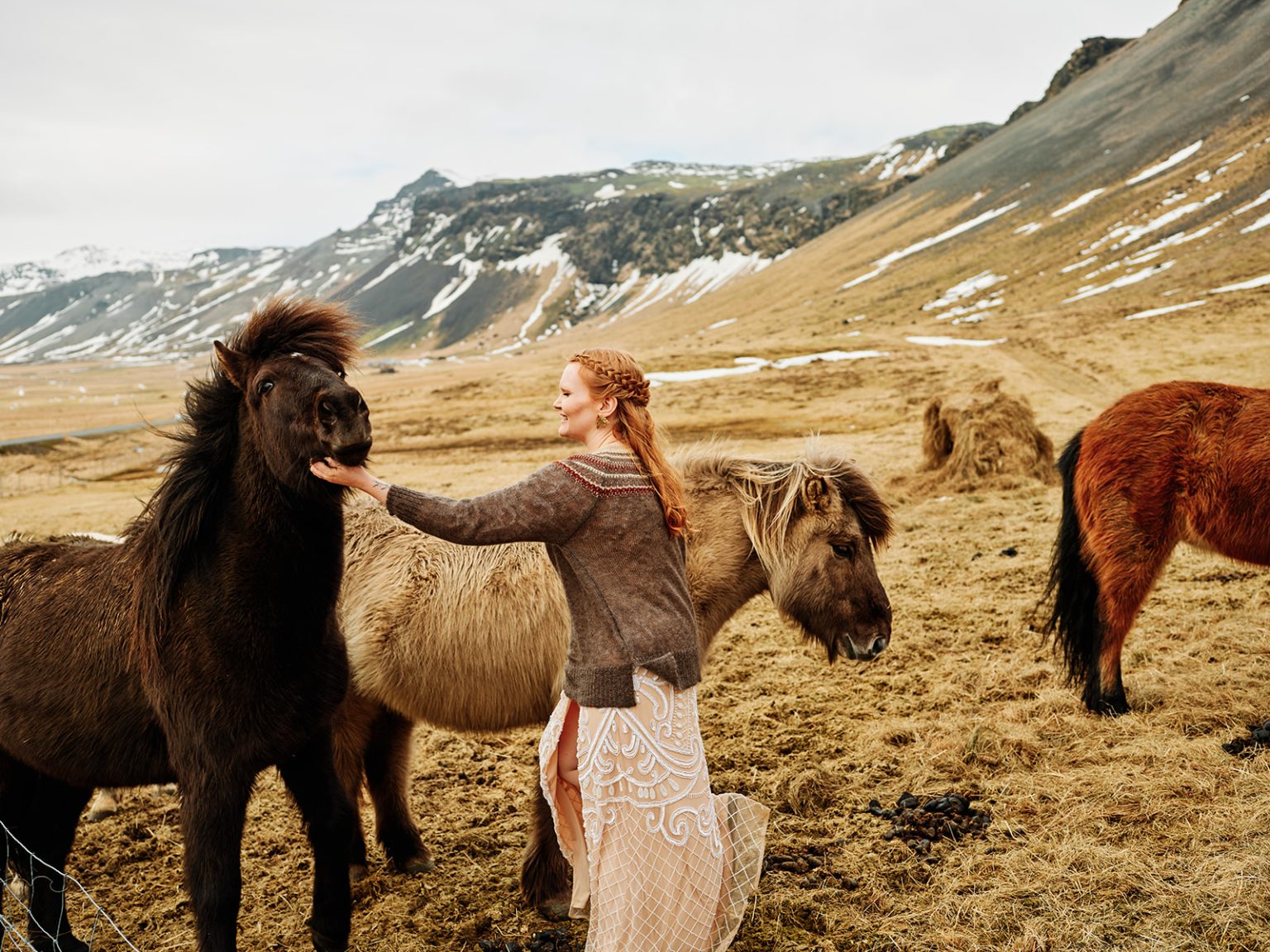 Halldóra and Örn with Icelandic horses, Snæfellsnes
