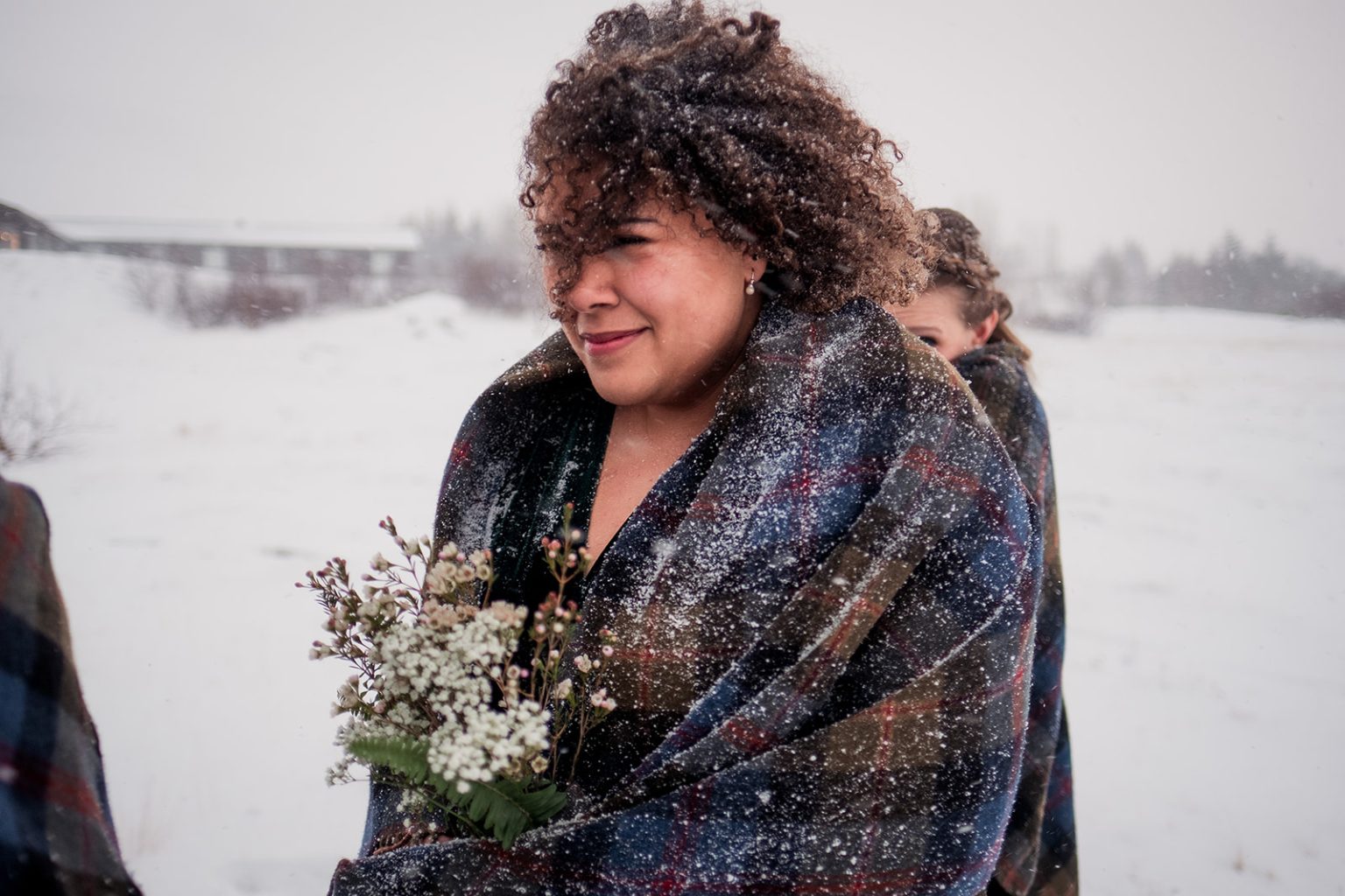 A long hug after the ceremony in the Icelandic cold