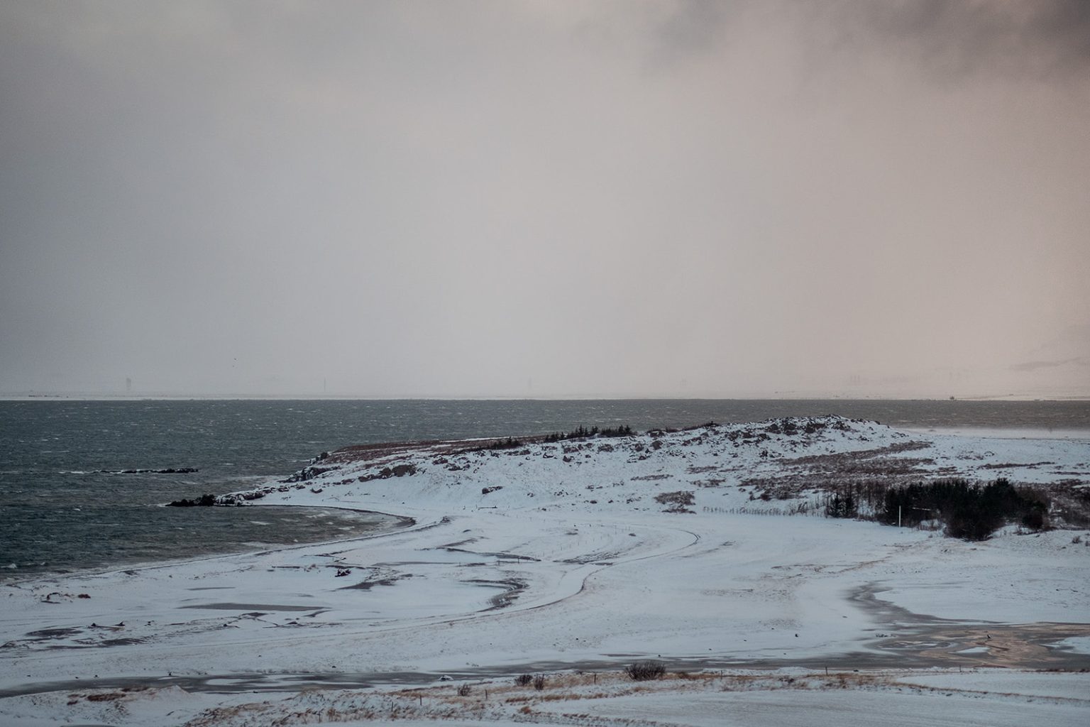 Moody winter light over Hvalfjörður fjord