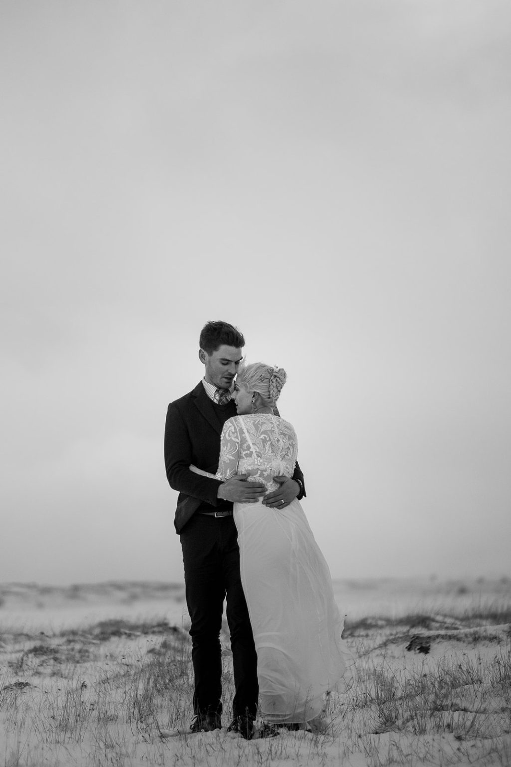Couple together in the last winter light in Iceland