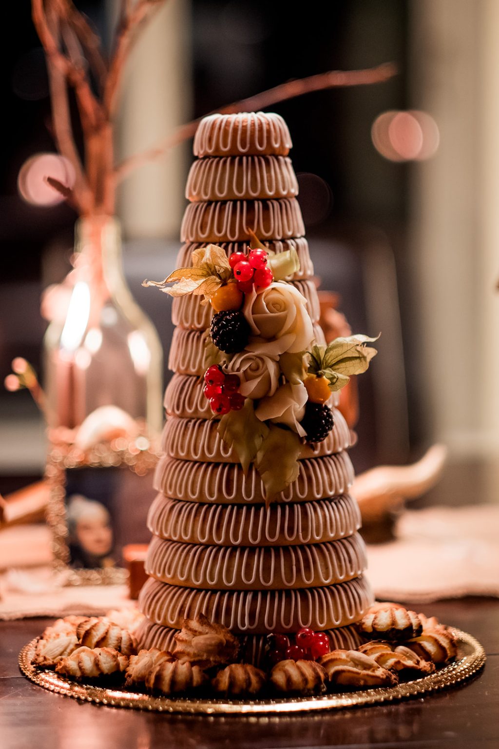 A kransekake at an Icelandic wedding dinner