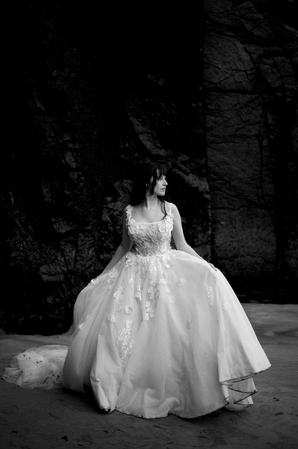 Francesca in her dress at first light, Lanzarote