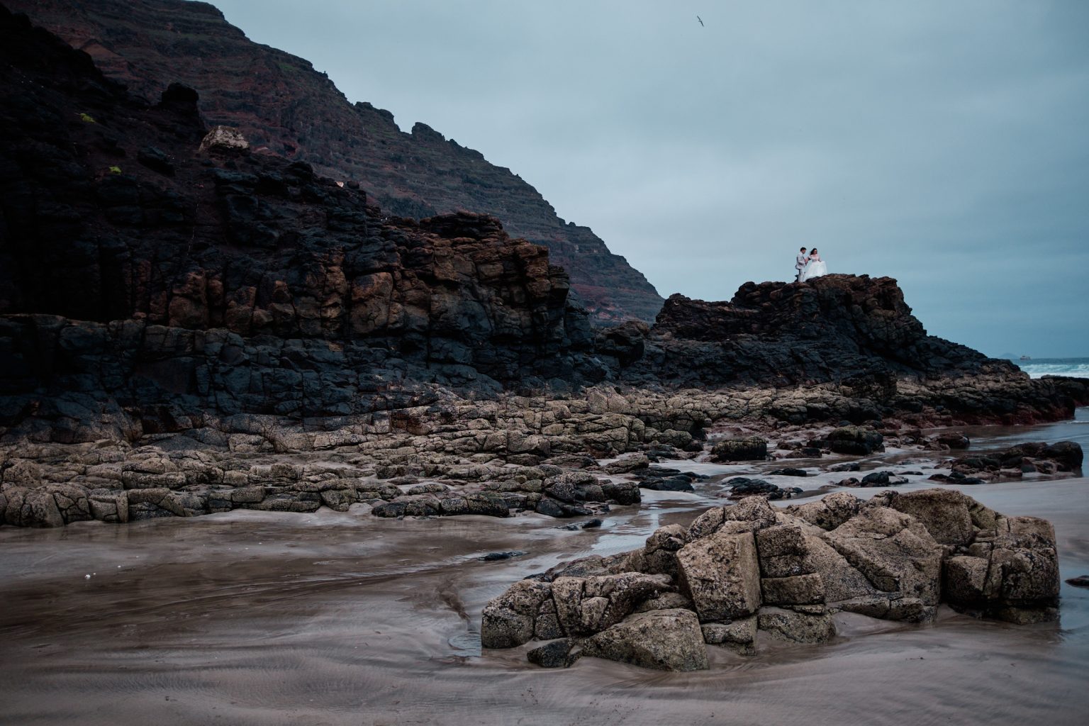 Boulder beach and blue sea, Lanzarote