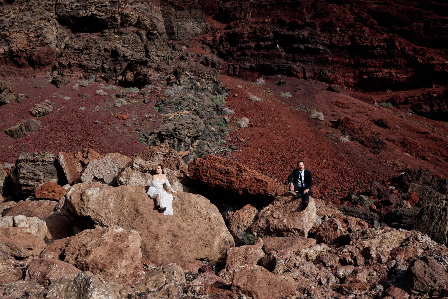 Red volcanic cliffs on the west coast of Lanzarote