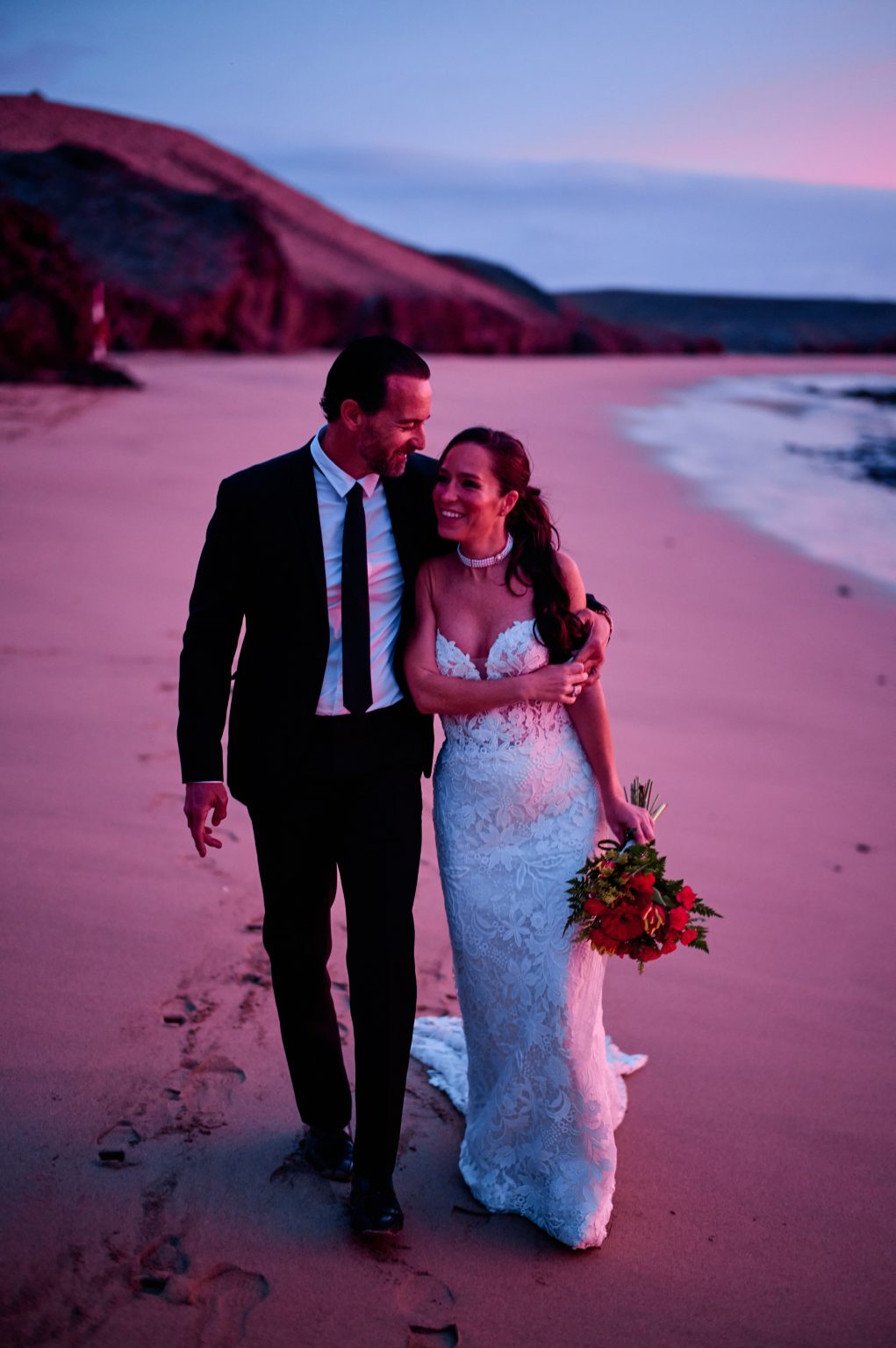 Juan and Laura at sunrise, Lanzarote wedding
